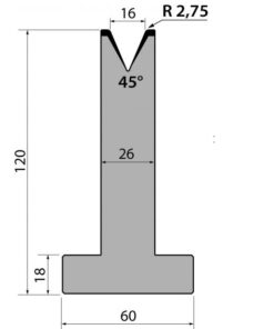 Cối Chữ T (AMADA) 45° T80.16.45