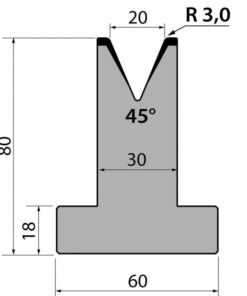 Cối Chữ T (AMADA) 45° T80.20.45